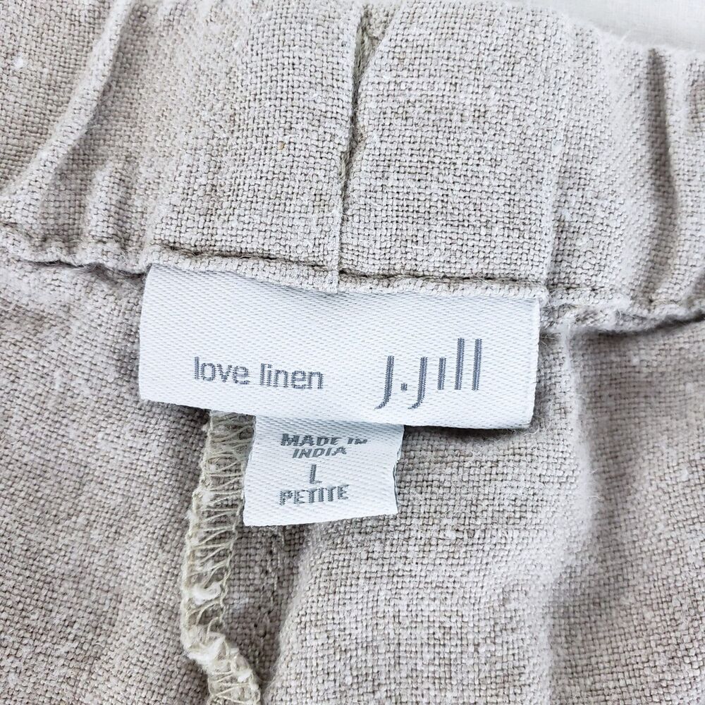 J. Jill Euro Summer Coastal Linen Capri Pants Womens L Petite Beige Lagom - Picture 5 of 7